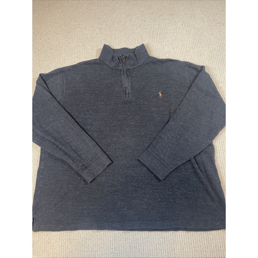 Polo Ralph Lauren Sweater Men's XXL Quarter Zip Estate Rib Pullover Pony
